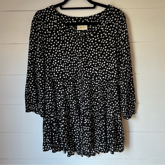 Anthropologie Maeve Lila Ruffle Tiered Button Down Tunic Top - Picture 2 of 8